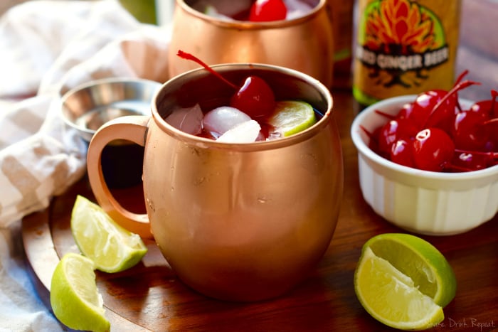 These Cherry Moscow Mules are simple to make but are a great twist on the best Moscow Mule recipe!