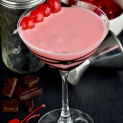 This Chocolate Covered Cherry Martini is like dessert in a glass! You will love this fancy creamy martini!