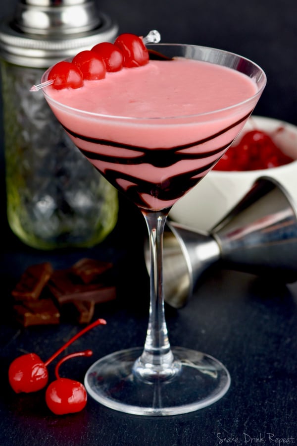 This Chocolate Covered Cherry Martini is like dessert in a glass! You will love this fancy dessert martini!