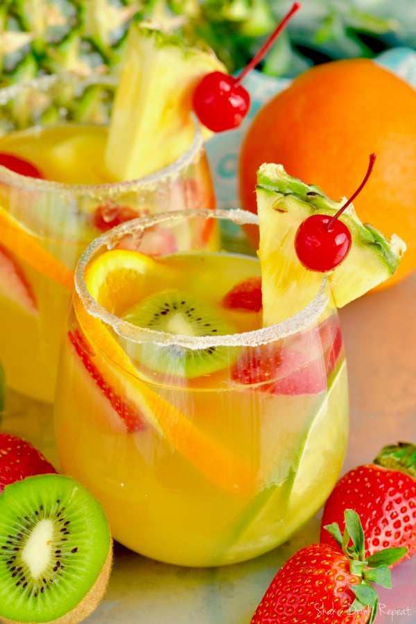 This Tropical Margarita Sangria comes together perfectly for an easy sangria fit for any party!