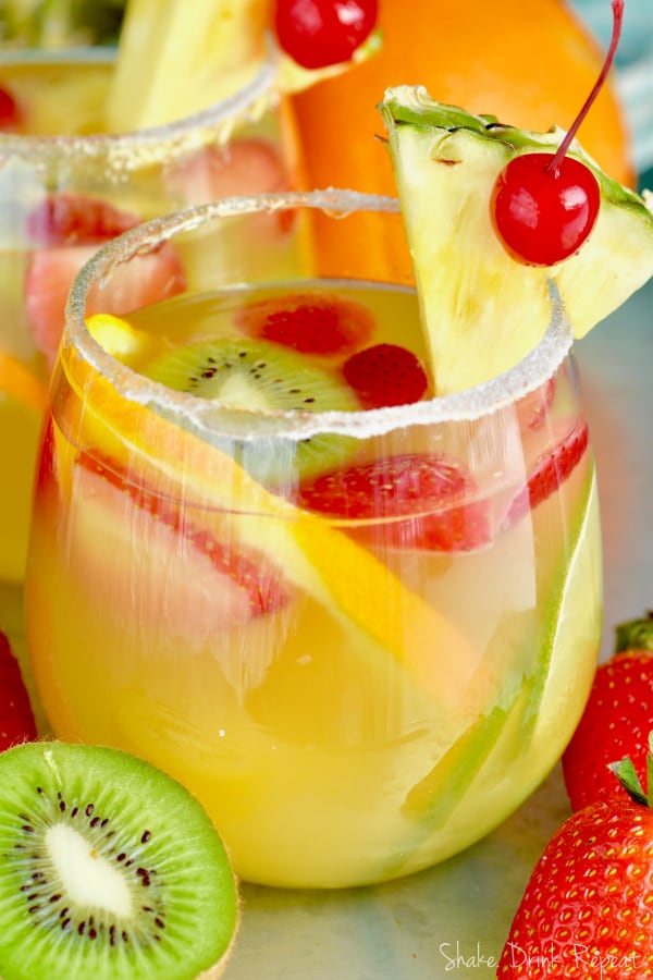 If you are looking for an easy white wine sangria, make this Tropical Margarita Sangria!