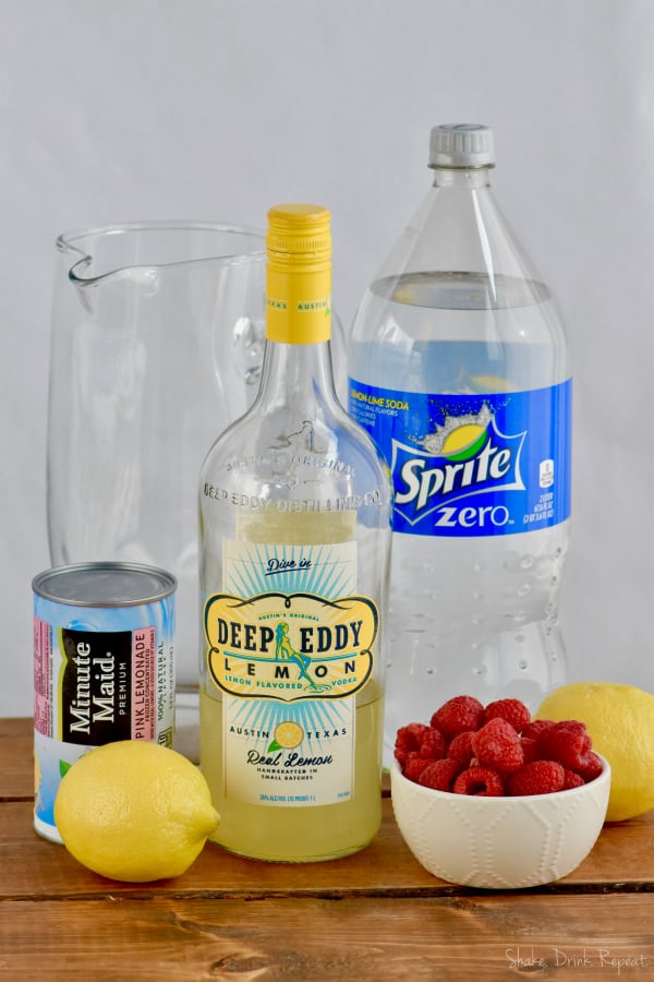 This Pink Lemonade Vodka Punch recipe is only three ingredients!! It is so easy and perfect for a party!