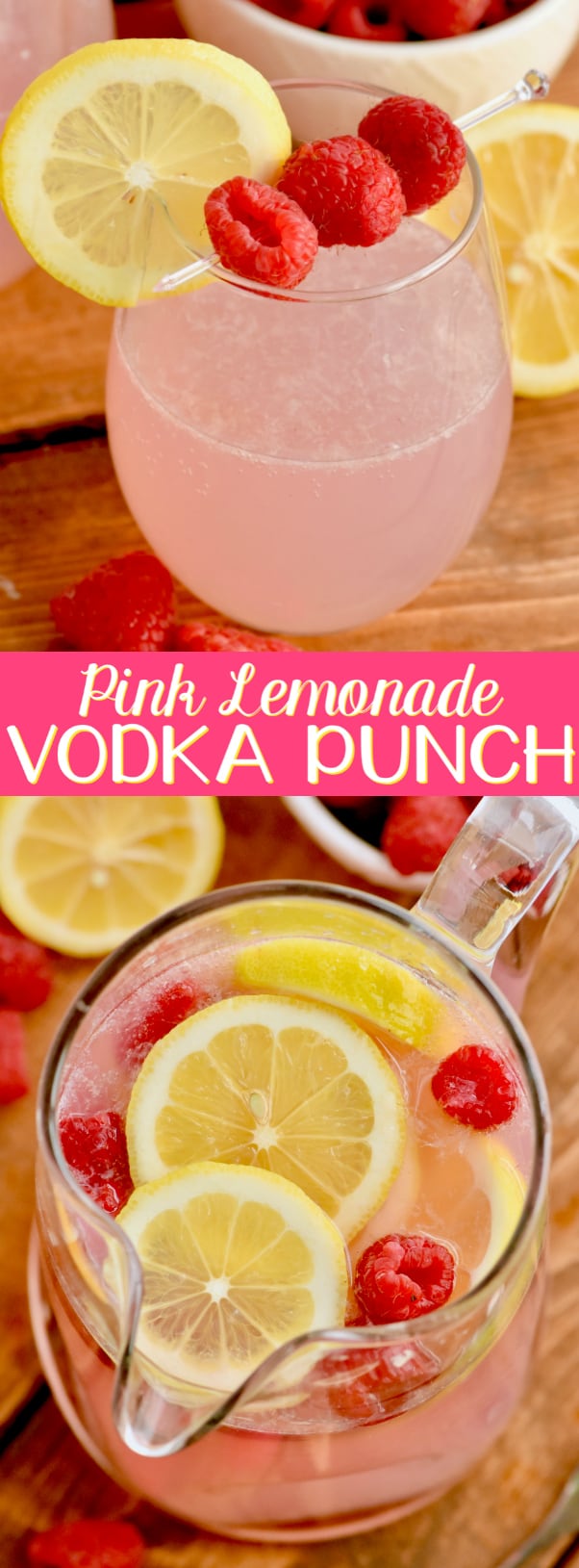 Questa ricetta del Pink Lemonade Vodka Punch ha solo tre ingredienti! È così facile e perfetta per una festa!