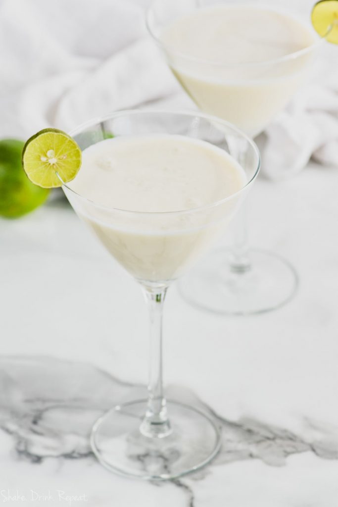 key lime martini in martini glass