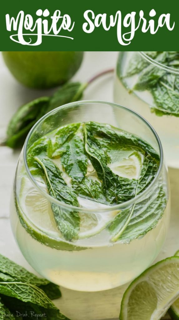 up close mojito sangria in wine glass