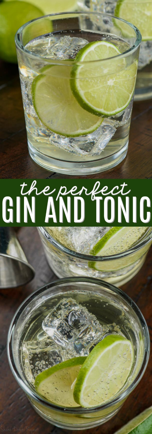 glass of the perfect gin and tonic with two lime slices