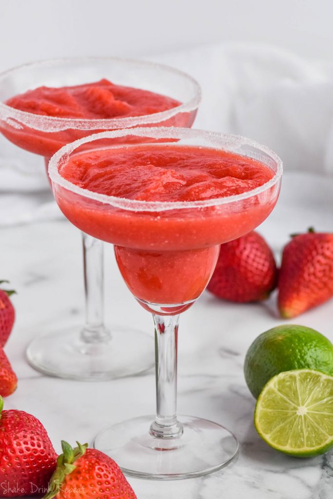 two glasses of strawberry margarita recipe