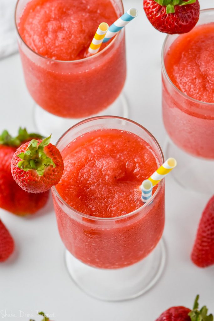 strawberry rose recipe over head in a glass