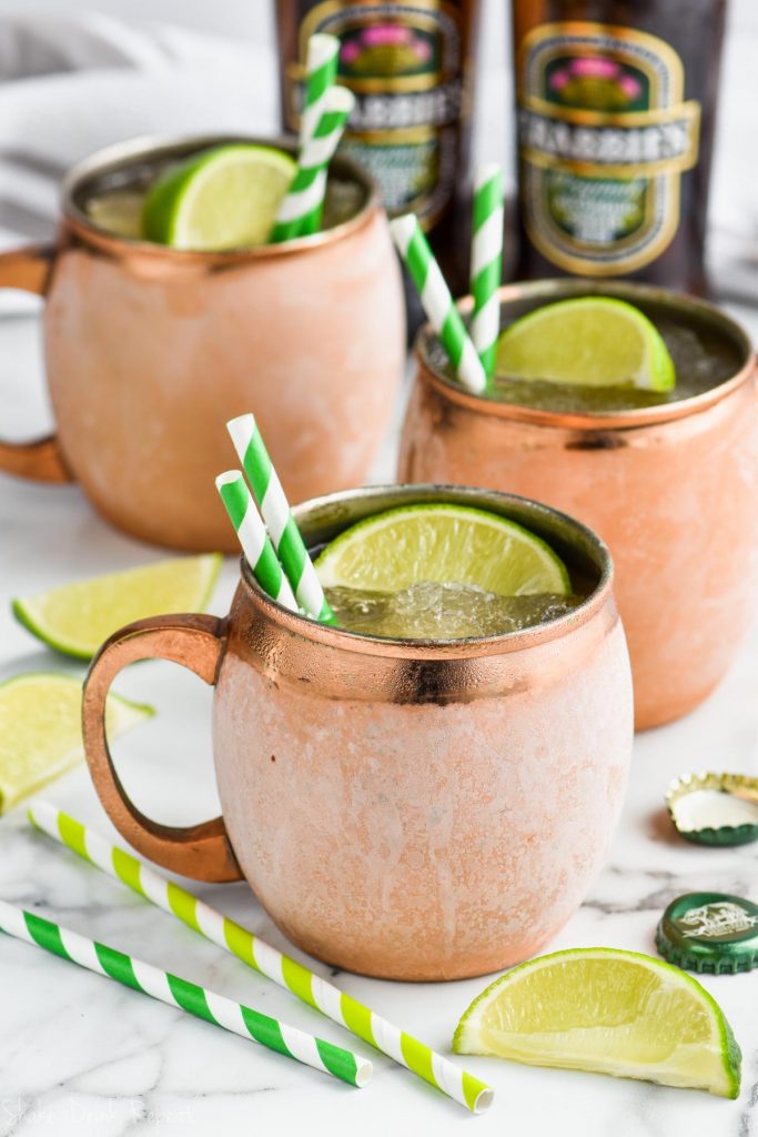 frosted copper mug with moscow mule slush