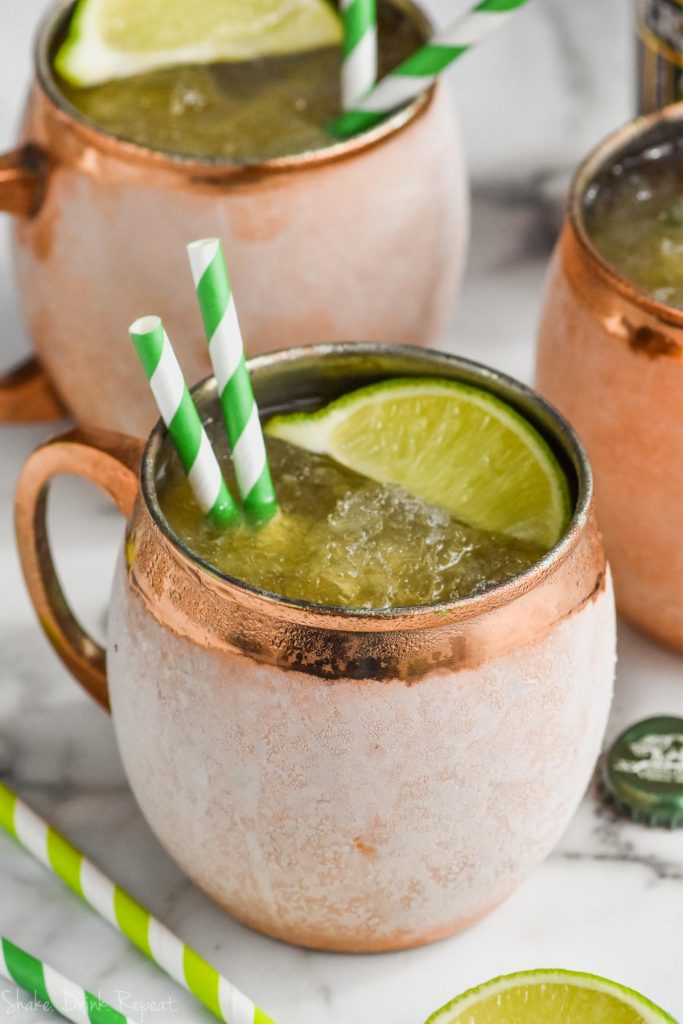 frosted copper mug with moscow mule slush