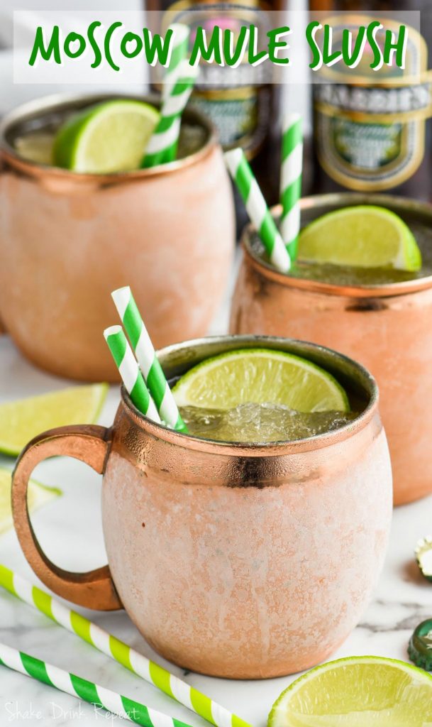 frosted copper mug with moscow mule slush