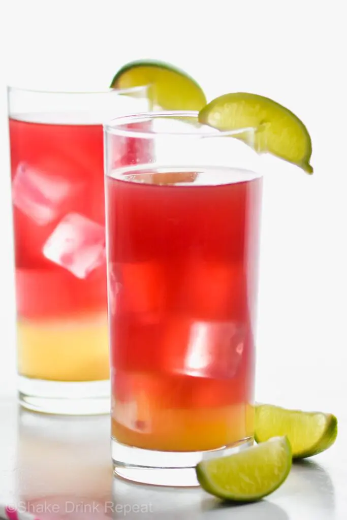 Bay Breeze in a glasses with lime slices and ice