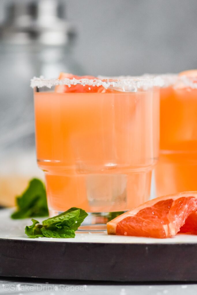 Salty Dog in a glass with grapefruit and mint