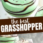 Grasshopper drink in glass with whipped cream and chocolate