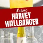 ingredients for Harvey Wallbanger recipe with titos vodka, Galliano and orange juice