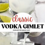 glass of vodka gimlet cocktail recipe with ice and limes