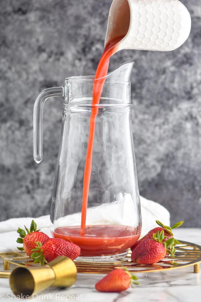 pitcher of strawberry margarita sangria recipe ingredients