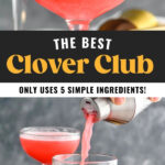glasses of clover club cocktail with raspberry garnish