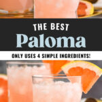 two glasses of paloma cocktail with crushed ice and grapefruit garnish