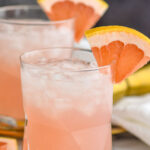 two glasses of Paloma cocktail with crushed ice and grapefruit