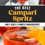 Glasses of Campari Spritz with ice and orange slice garnish