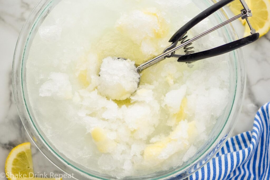 bowl of Frozen Lemonade recipe with scoop