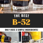 pouring bottles of Kahlua and Baileys into shot glasses to create B-52 recipe
