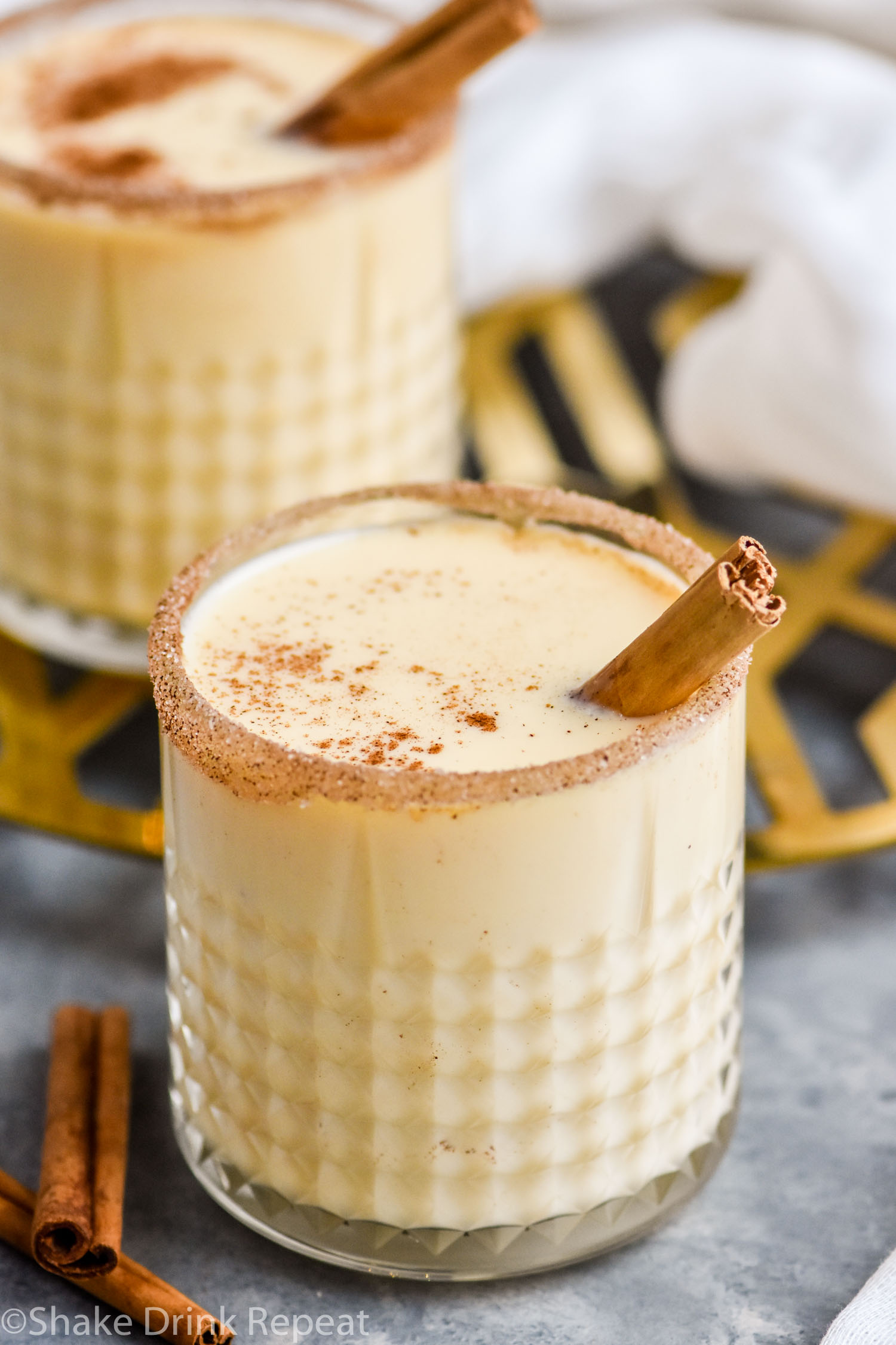 Eggnog Glasses and Recipe for Christmas