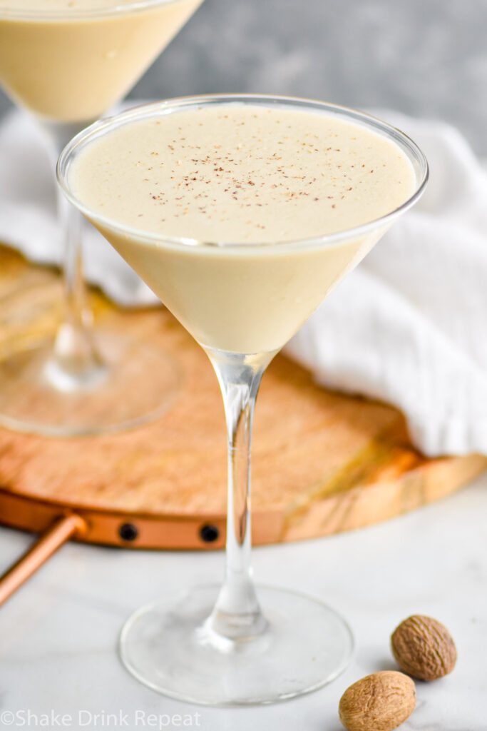 two glasses of Brandy Alexander Ice Cream recipe garnished with fresh grated nutmeg