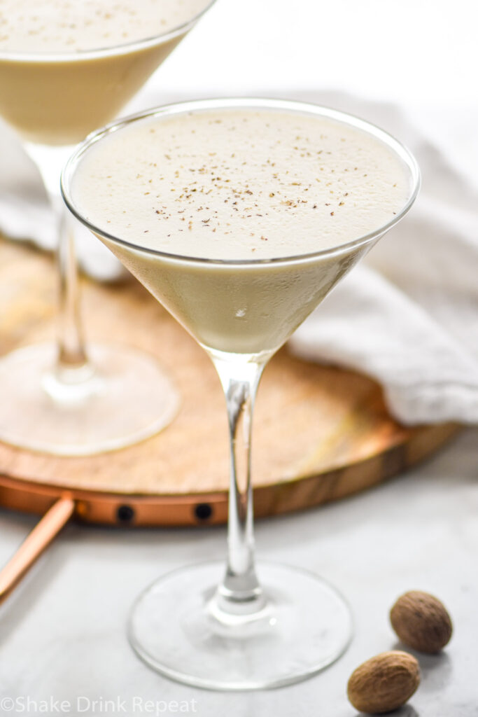 two glasses of Brandy Alexander Ice Cream recipe garnished with fresh grated nutmeg