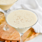 two martini glasses of Brandy Alexander Ice Cream garnished with grated nutmeg
