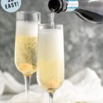 pinterest graphic of champagne being poured into a flute