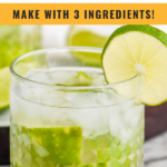 glass of Caipiroska recipe with crushed ice and lime garnish