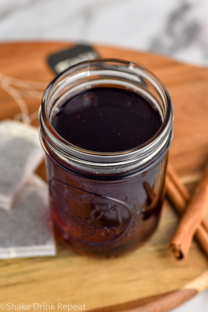 Overhead photo of chai simple syrup.