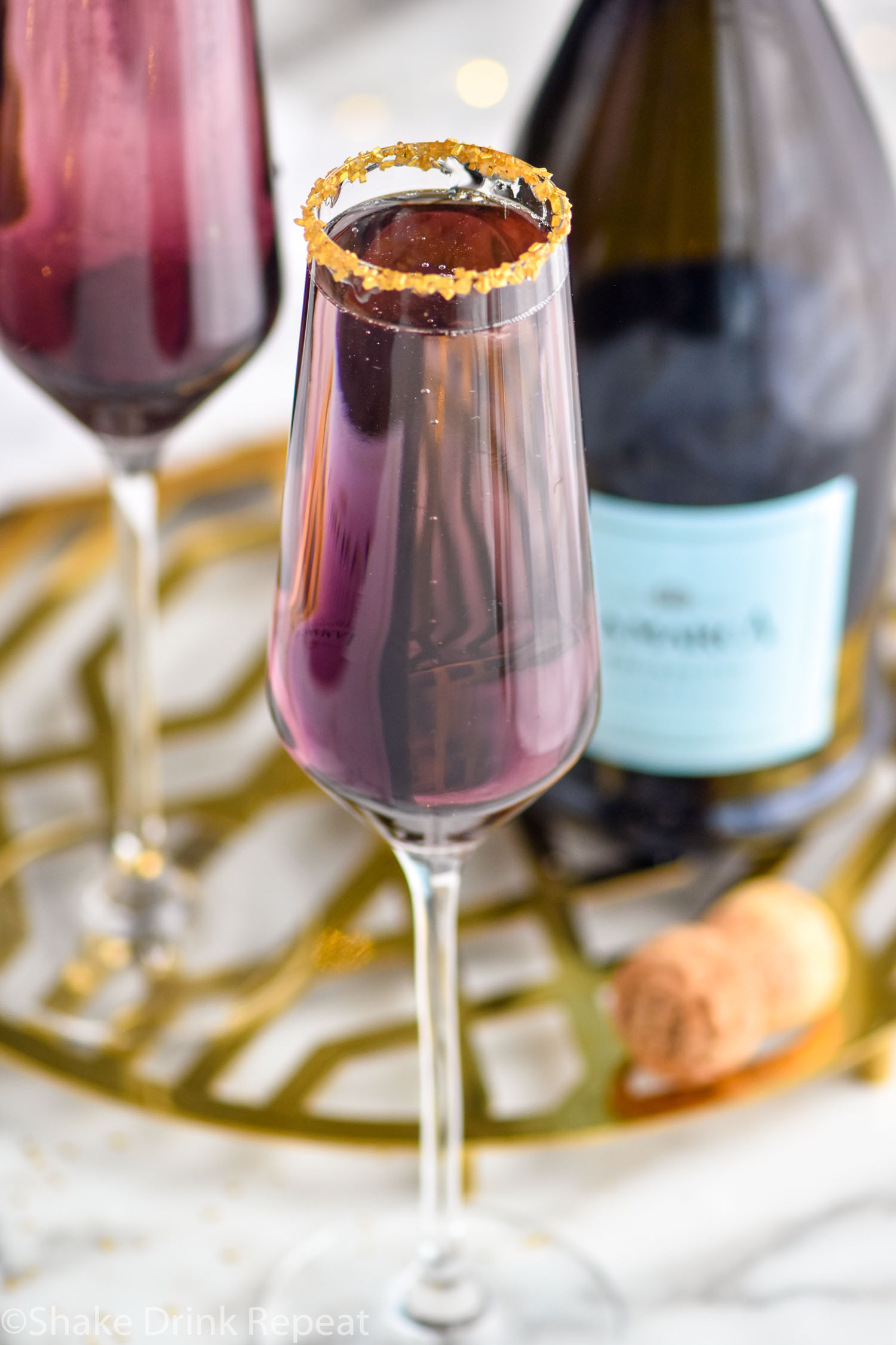 Meet Me at Midnight Champagne Cocktail - Shake Drink Repeat