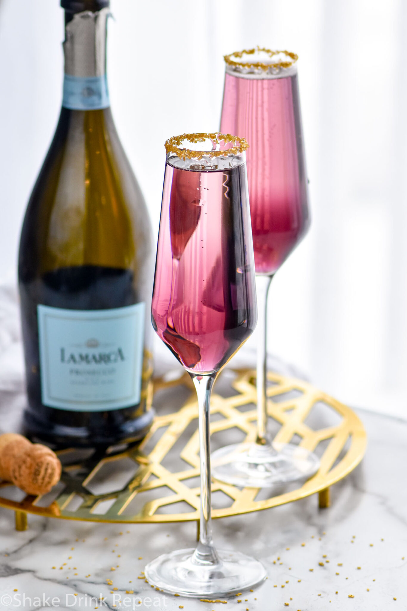 Meet Me at Midnight Champagne Cocktail - Shake Drink Repeat