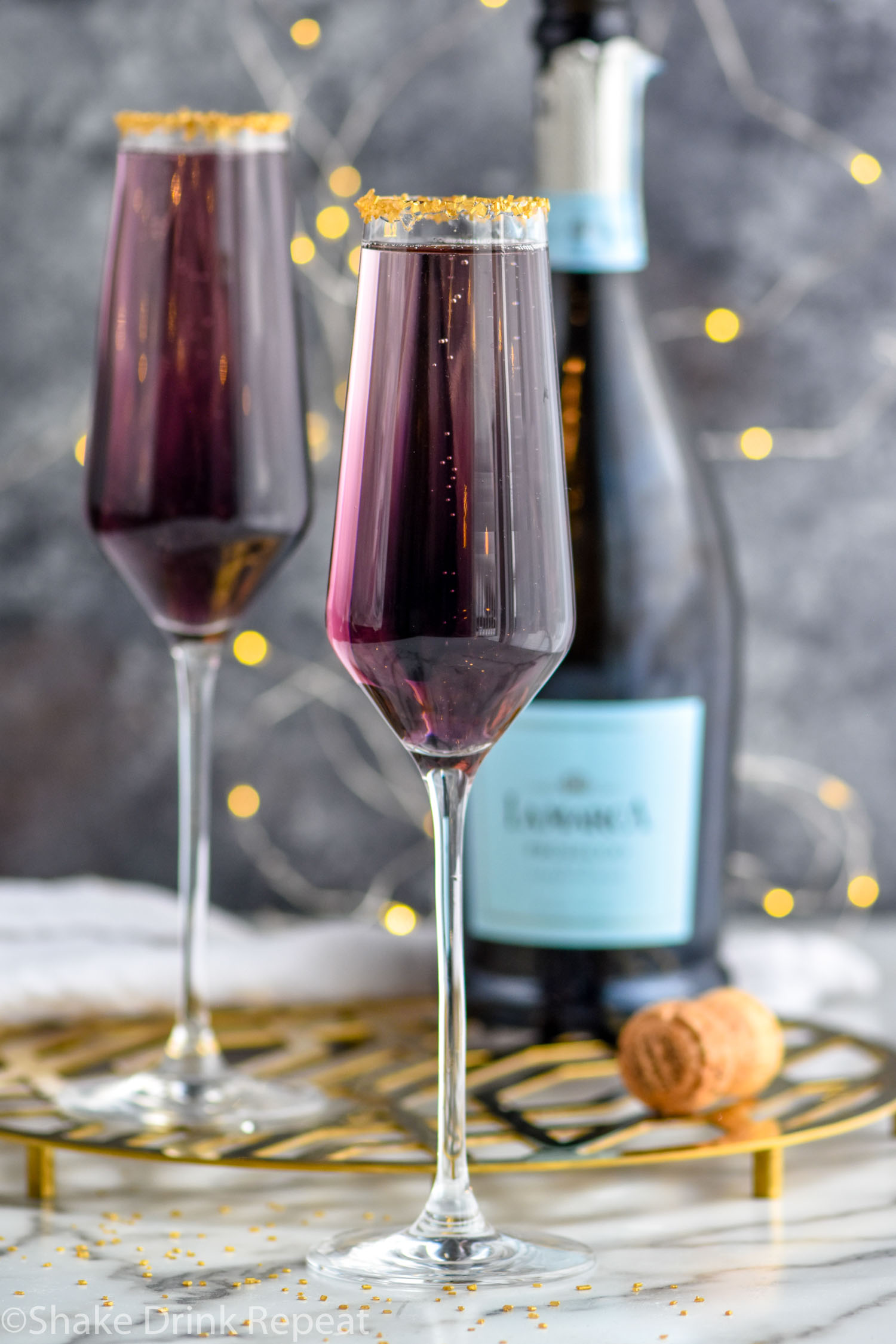 Meet Me at Midnight Champagne Cocktail - Shake Drink Repeat