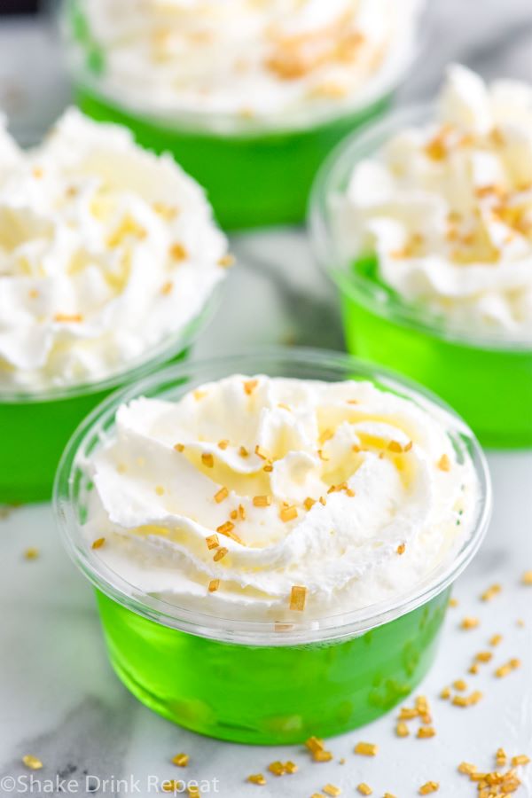 Close up photo of Lucky Leprechaun Jello Shots