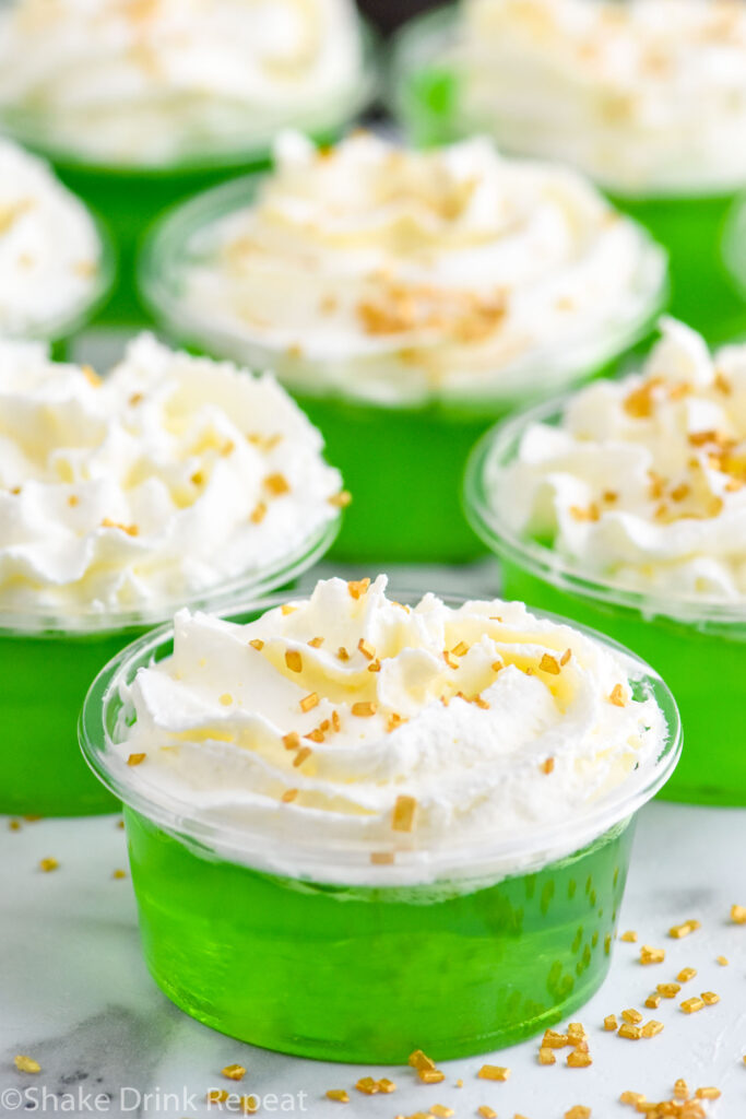 Close up photo of Lucky Leprechaun Jello Shots