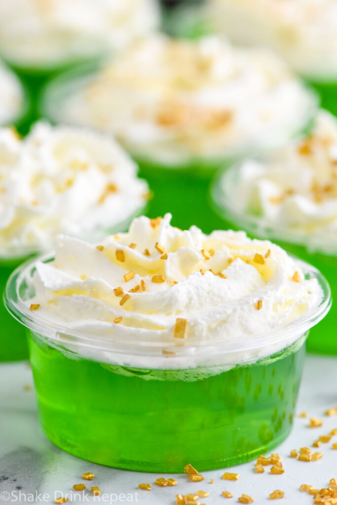 Close up photo of Lucky Leprechaun Jello Shots