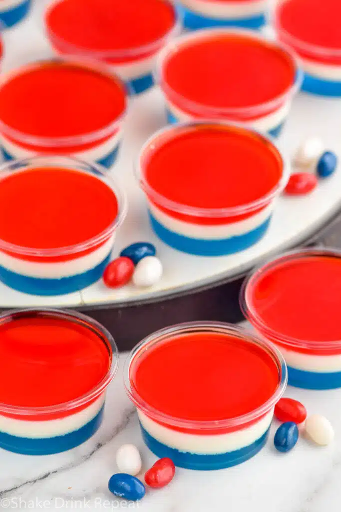 Overhead photo of Fourth of July Jello Shots