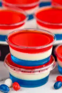 Close up photo of Fourth of July Jello Shots