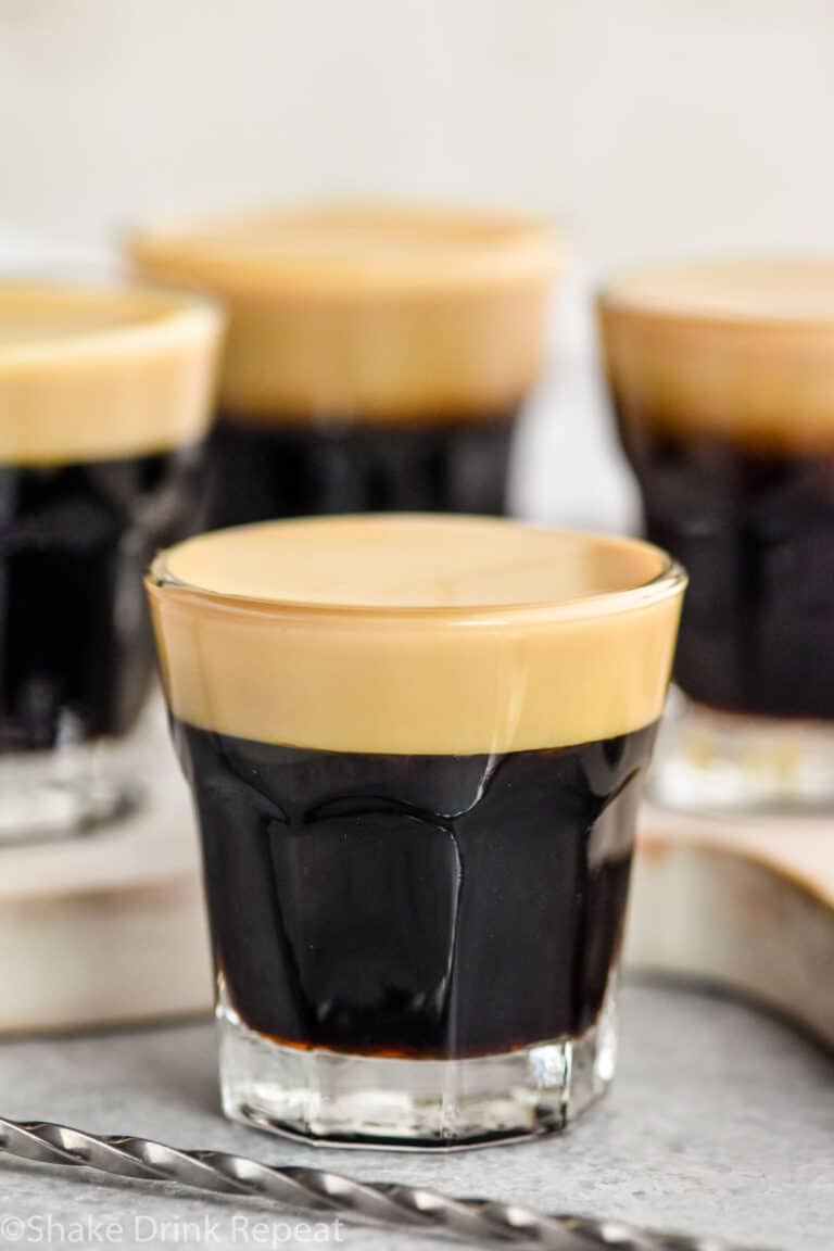 Side view of Baby Guinness Shots