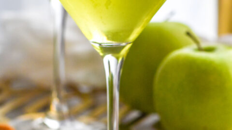 Green apple martini made with fresh granny smith apples!