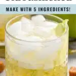 Pinterest graphic for Caramel Apple Old Fashioned recipe. Text says, "so easy! Caramel Apple Old Fashioned make with 5 ingredients! shakedrinkrepeat.com." Photo of a Caramel Apple Old Fashioned.