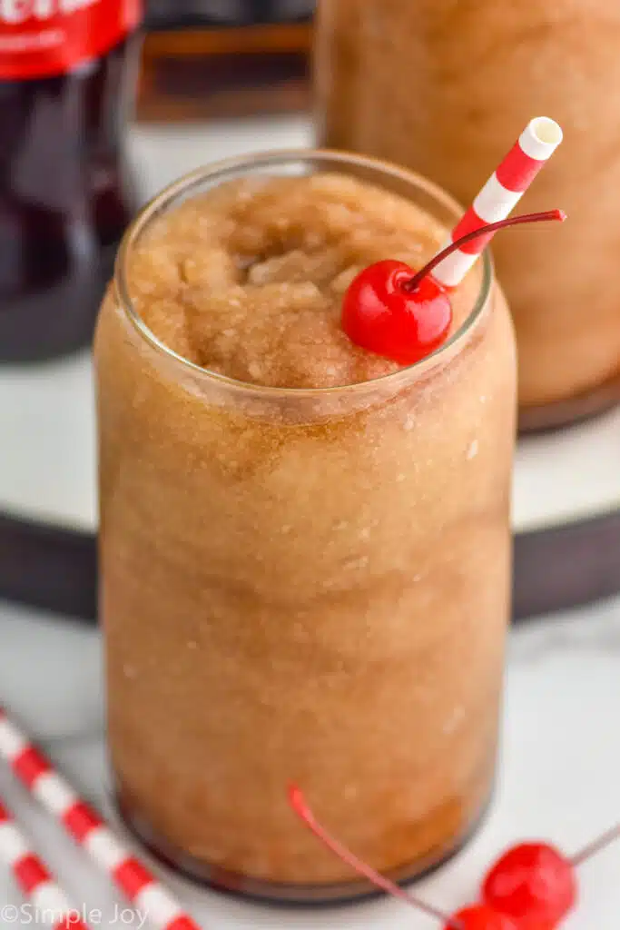 Frozen Jack and Coke with straw and cherry