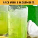 Pinterest graphic for Tokyo Tea. Text says "Gin Tokyo Tea make with 8 ingredients! shakedrinkrepeat.com" Image shows glass of Tokyo Tea with ice, cherries and lemon slice sitting beside.